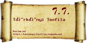 Tárkányi Teofila névjegykártya
